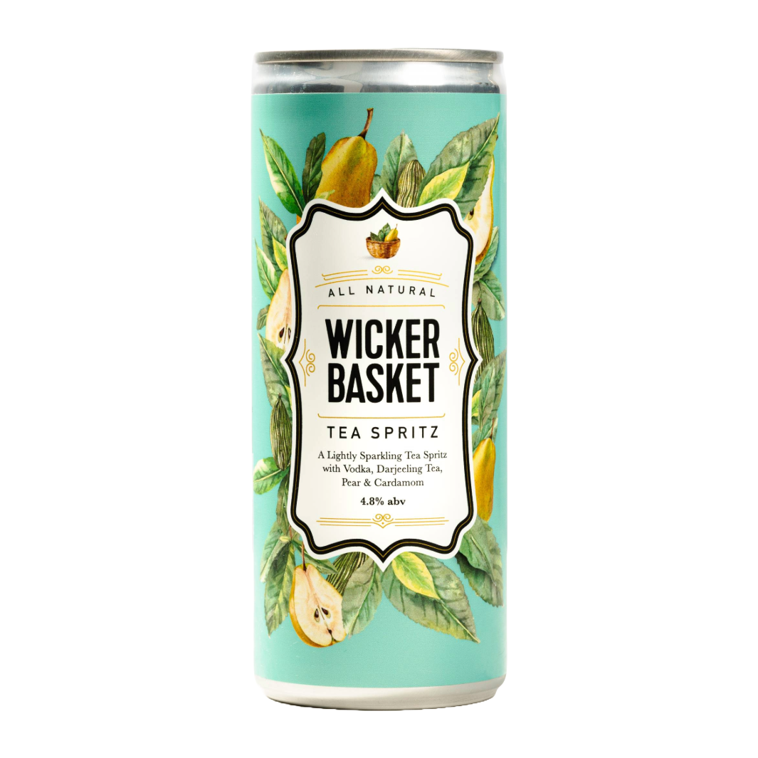 Wicker Basket: Vodka Darjeeling tea, Pear & Cardamom Tea Spritz